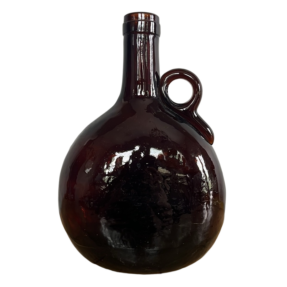 Antique 1880’s Deep Amber Handled Glass Decanter or Flagon